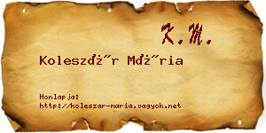Koleszár Mária névjegykártya