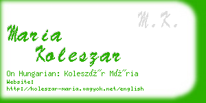 maria koleszar business card